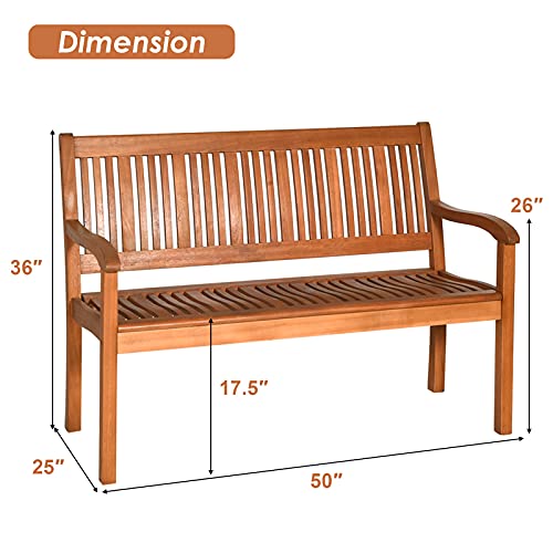 Wooden Bench with Curved Armrest & Backrest S39961