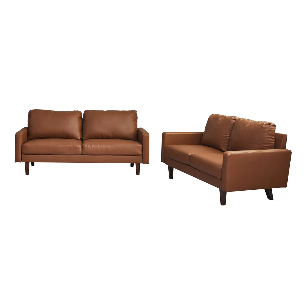 Black 2 Piece Faux Leather Loveseat and Sofa C8226