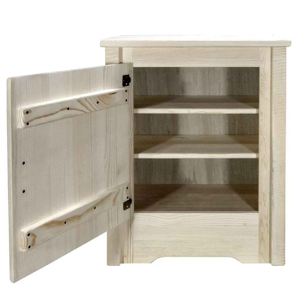 Pine Wood Accent Cabinet with Bear Design U248