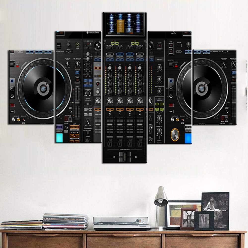 Black and White 5 Piece Canvas Wall Art Turntables Paintings X949676