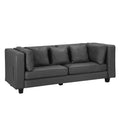 Grey Faux Leather Sofa with 5 Pillows C949