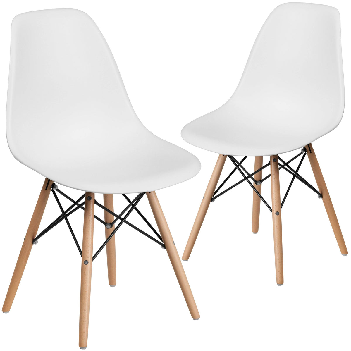 2 Pack Plastic Chair with Wooden Legs Green U5916