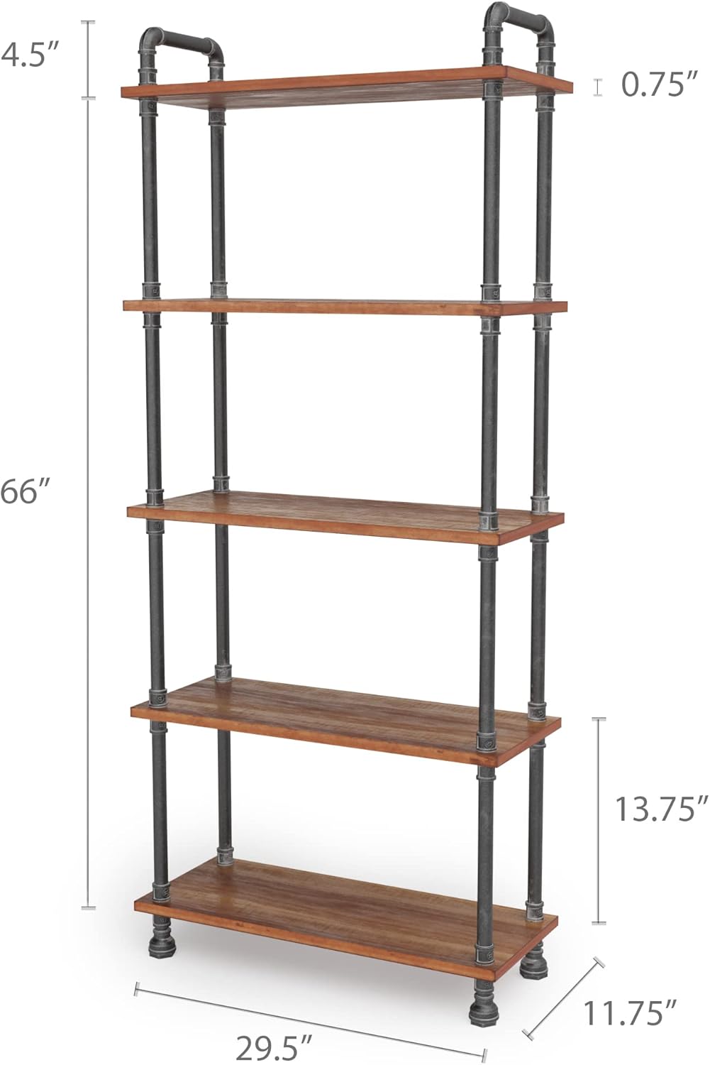 5-Tier Solid Pine Wood Bookshelf E4961