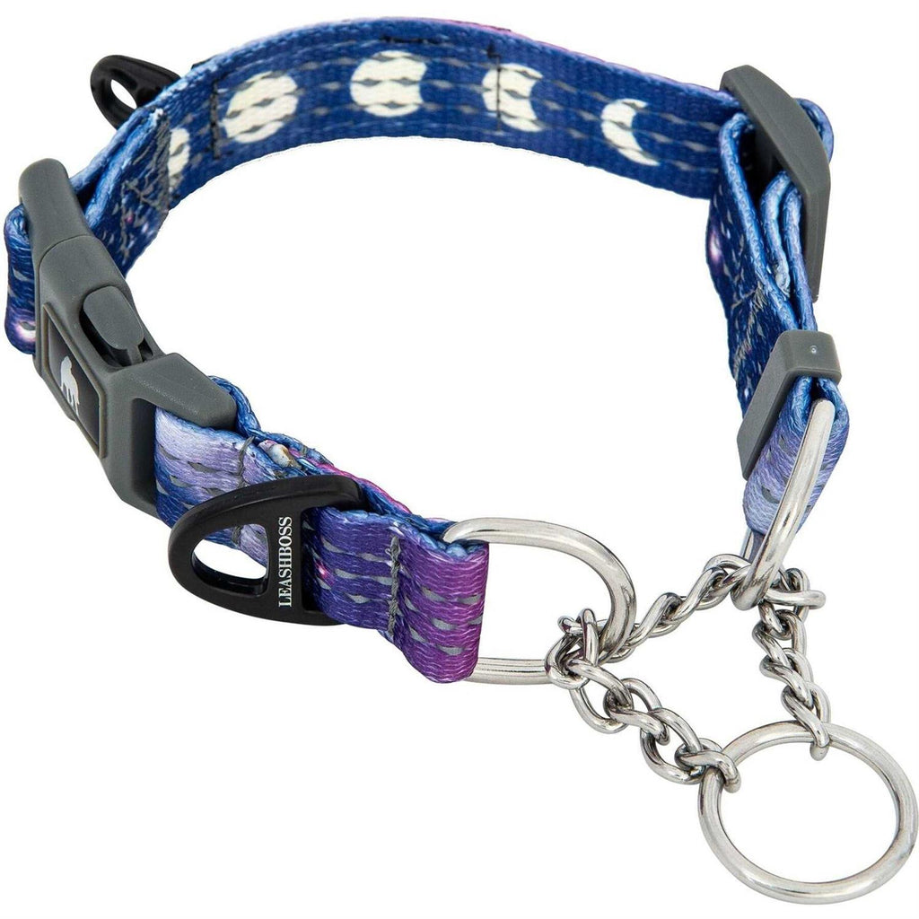Patterned Reflective Chain Martingale Dog Collar Z7810