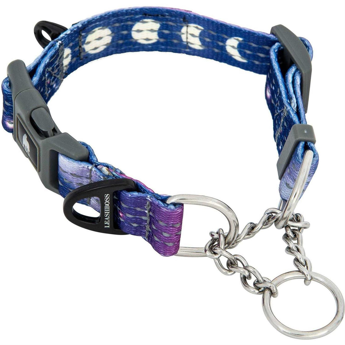 Patterned Reflective Chain Martingale Dog Collar Z7810