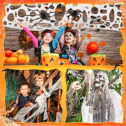 8 Pcs Giant Spider with Stretchy Netting Spiderweb Set L97178