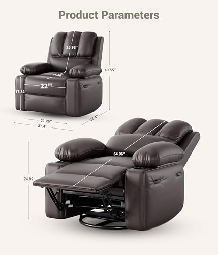 Oversized Grey Recliner Chair with Heat and Massage M52193