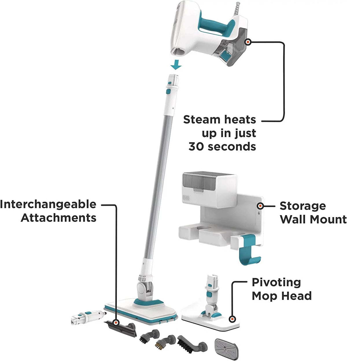 Multipurpose Steam Mop with 7 Attachments K18767