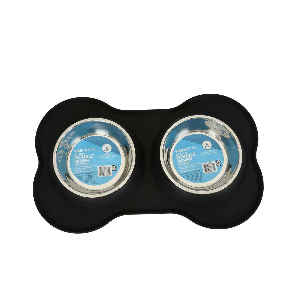 Double Dog Bowls with Bone Shaped Mat Diner Set G8891
