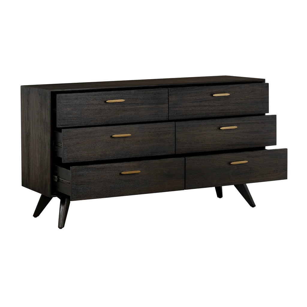 Brown Solid Wood Six Drawer Dresser W552865