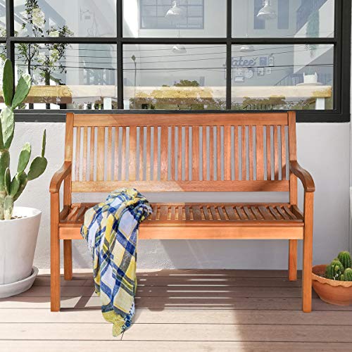 Wooden Bench with Curved Armrest & Backrest S39961