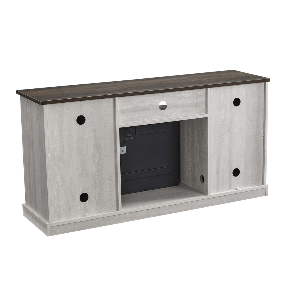 White TV Stand with Electric Fireplace Q386