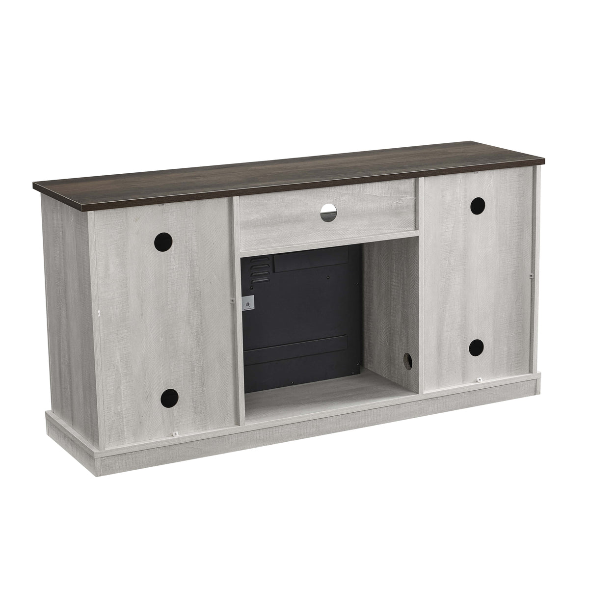 White TV Stand with Electric Fireplace Q386