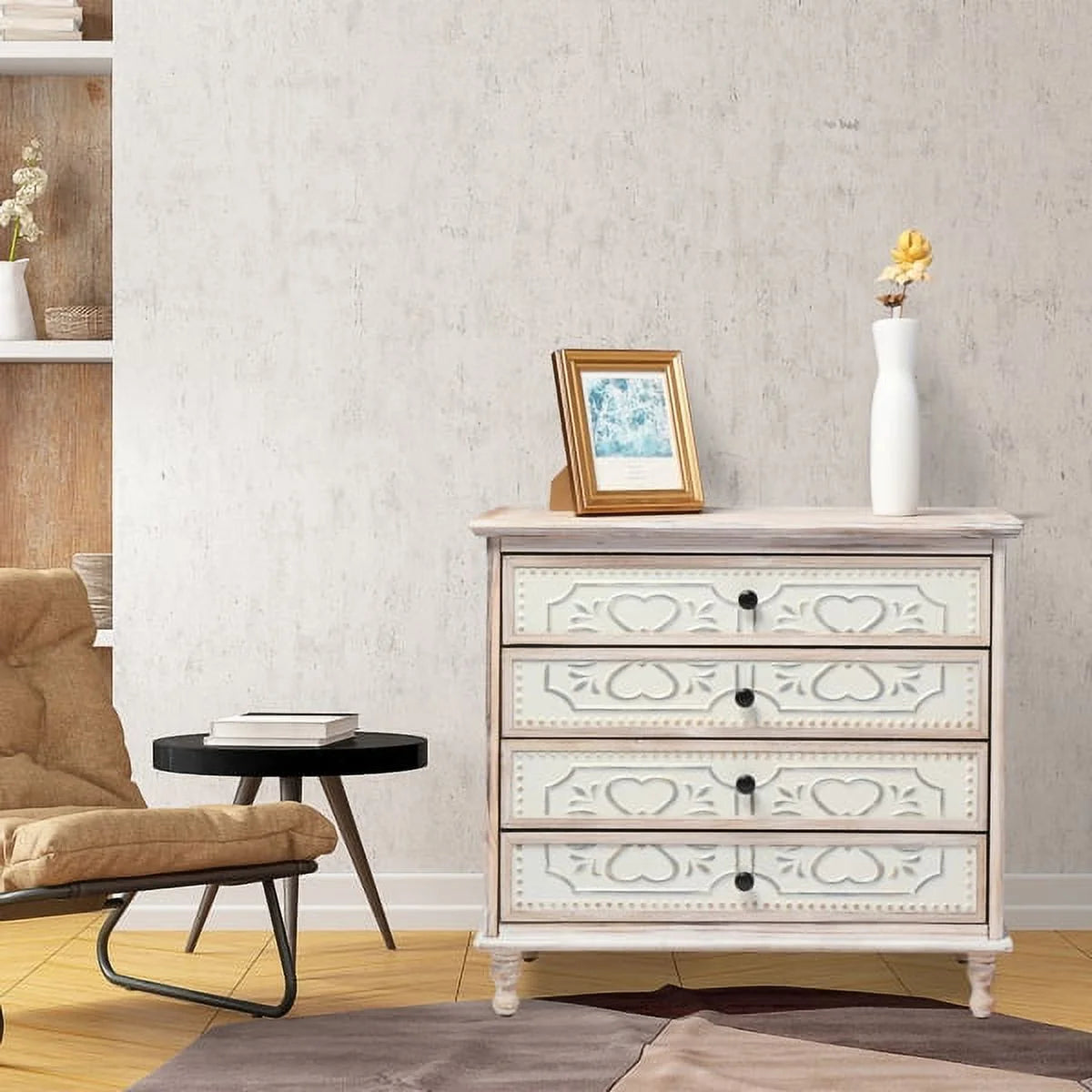 Washed White Drawer Dresser Y6586