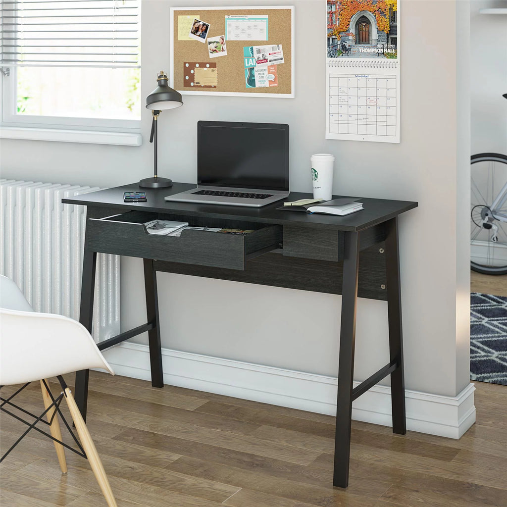 Black Oak Computer Desk with Drawer U695