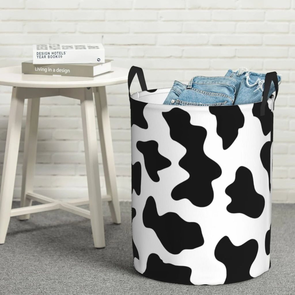 Milk Cow Laundry Hamper with Handles Collapsible Waterproof G346330