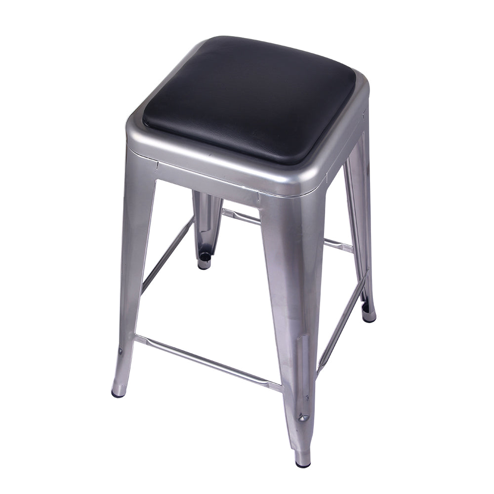 24 Inch Counter Height Backless Metal Stool with Vegan Leather Seat B707628