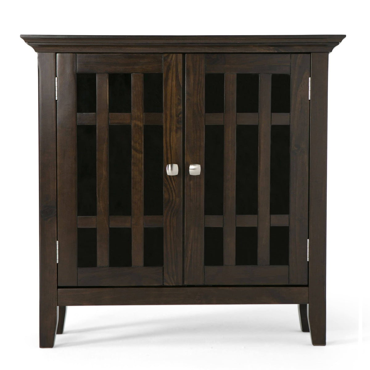 White Solid Wood Low Storage Media Cabinet F93676