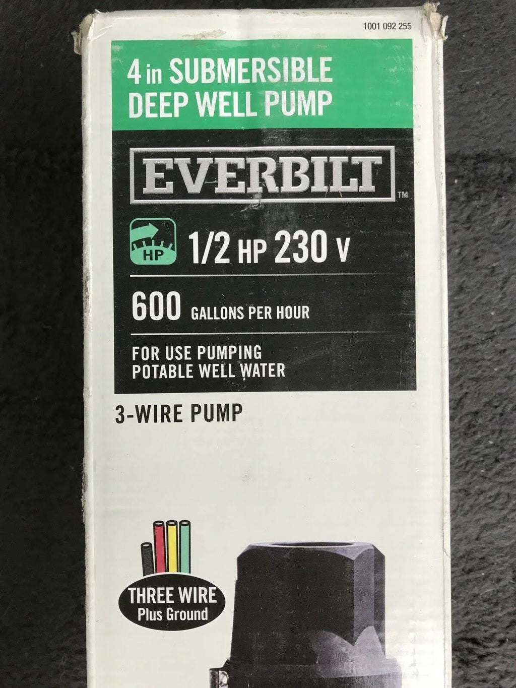 4 Submersible Deep Well 3-Wire Pump 1/2 HP 230V 600GPH O78308