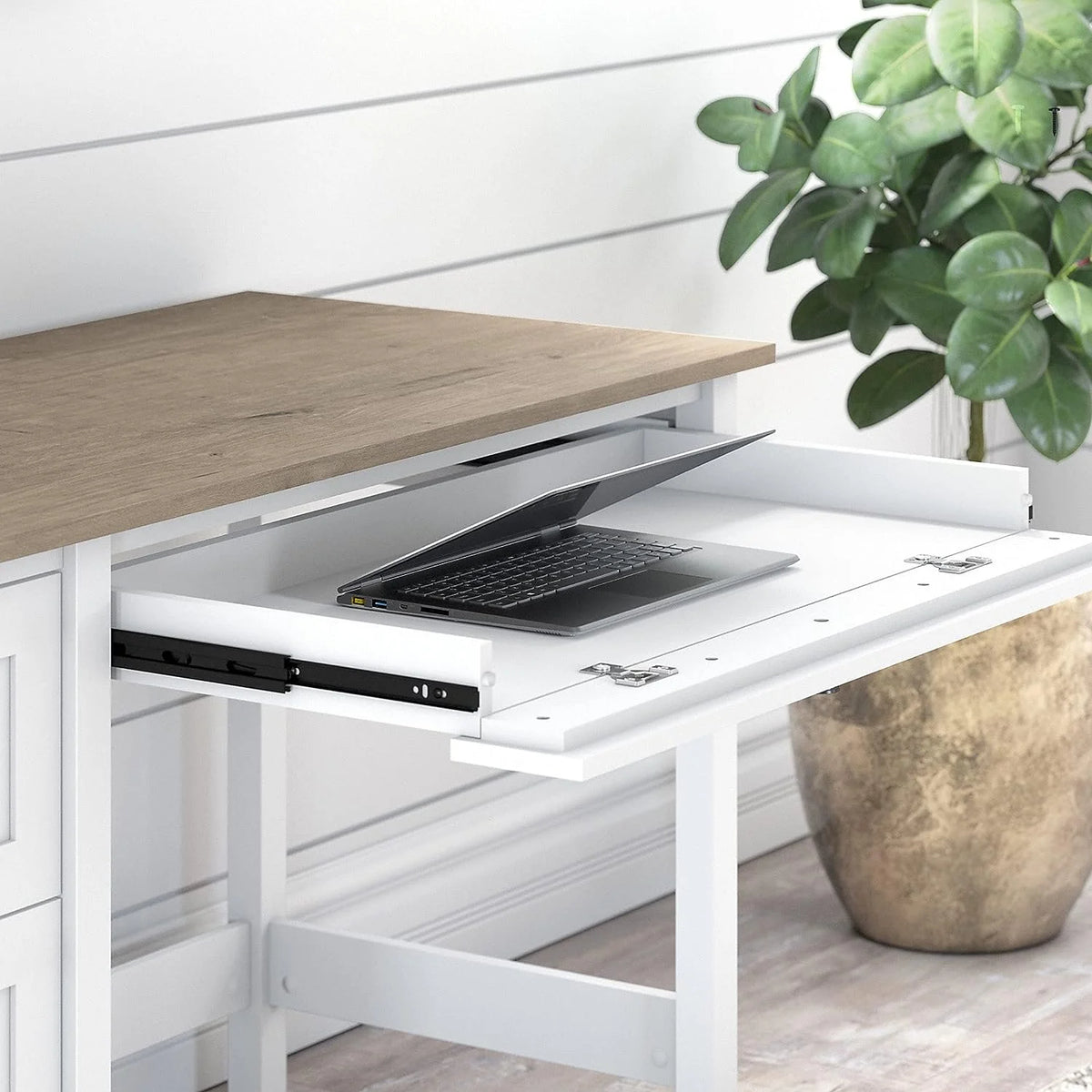 Computer Desk with Drawers and Storage, 54W, Gray/White F128