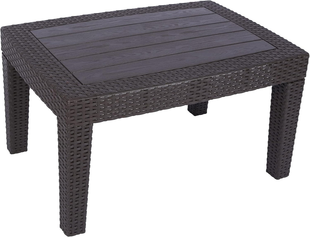 Brown Rectangular Faux Wicker Coffee Table with Plastic Legs R81517