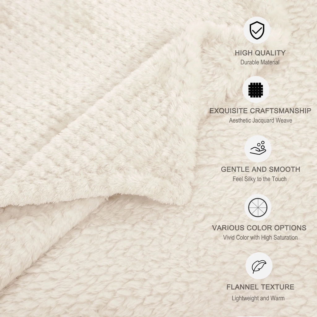 Fleece Bed Blanket Beige 78"x90" A356
