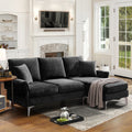 84" L-Shaped Black Sofa with Reversible Chaise I397