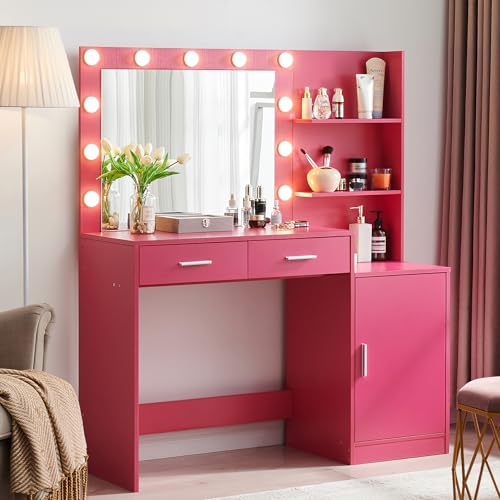 Vanity Desk with Mirror and LED Light Strip G103