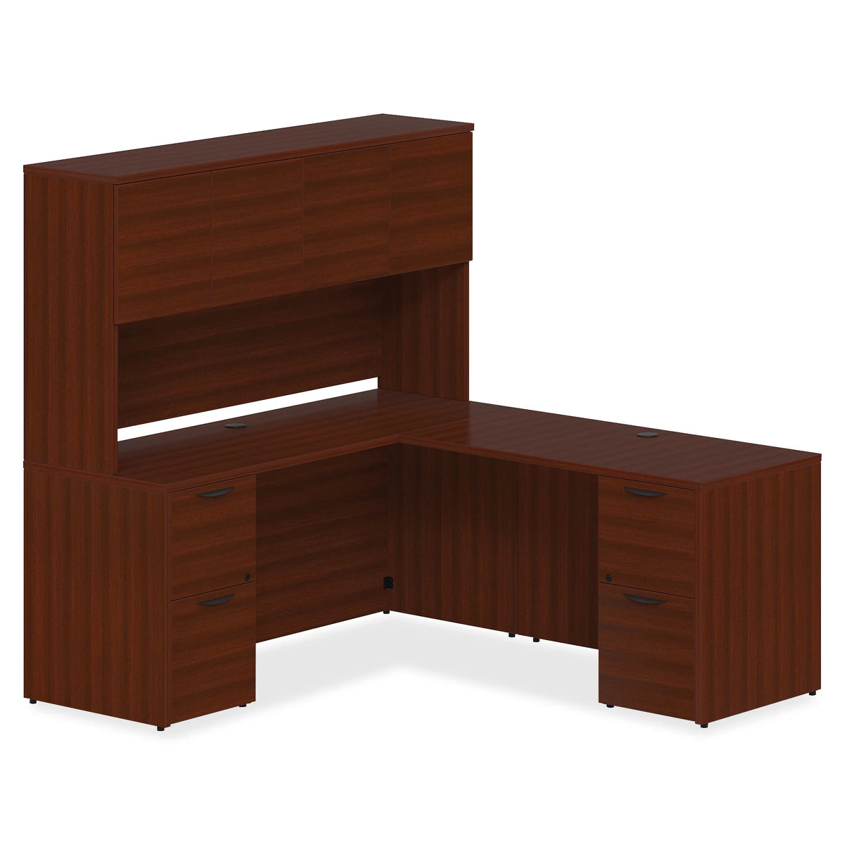 Mahogany Laminate 2 Drawer Double-Pedestal Credenza R11930