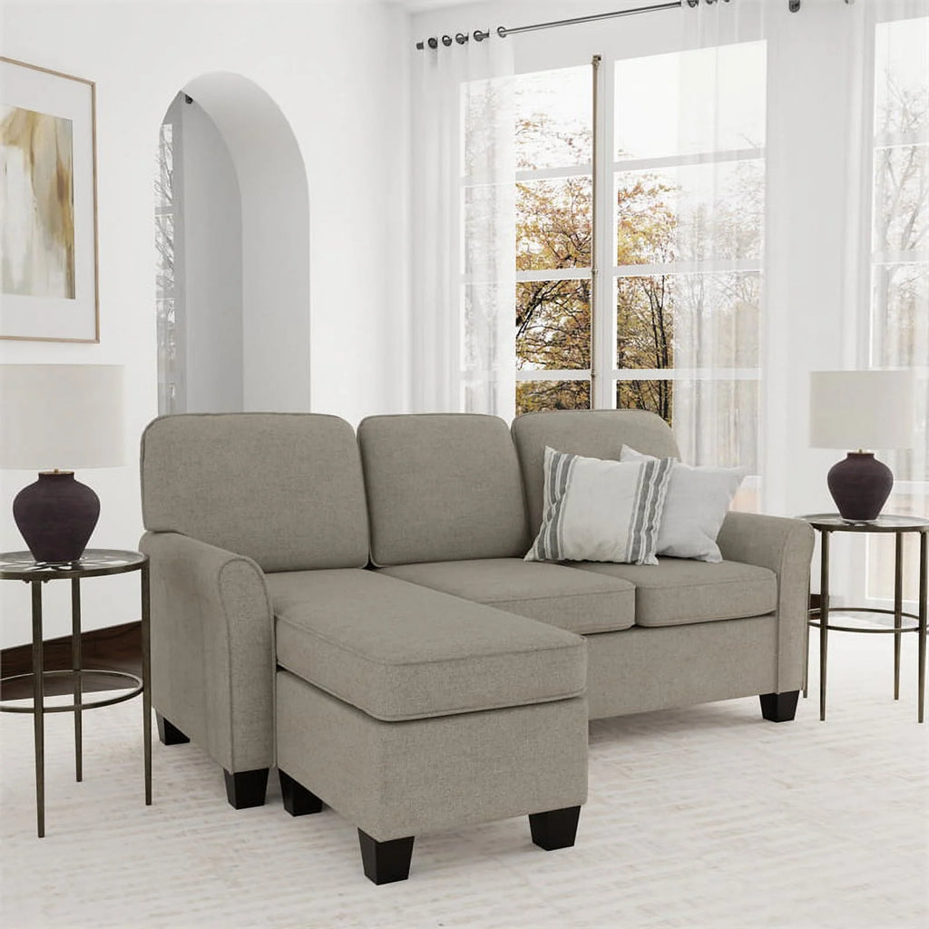Reversible Sectional Chaise Greige Brown Fabric D771