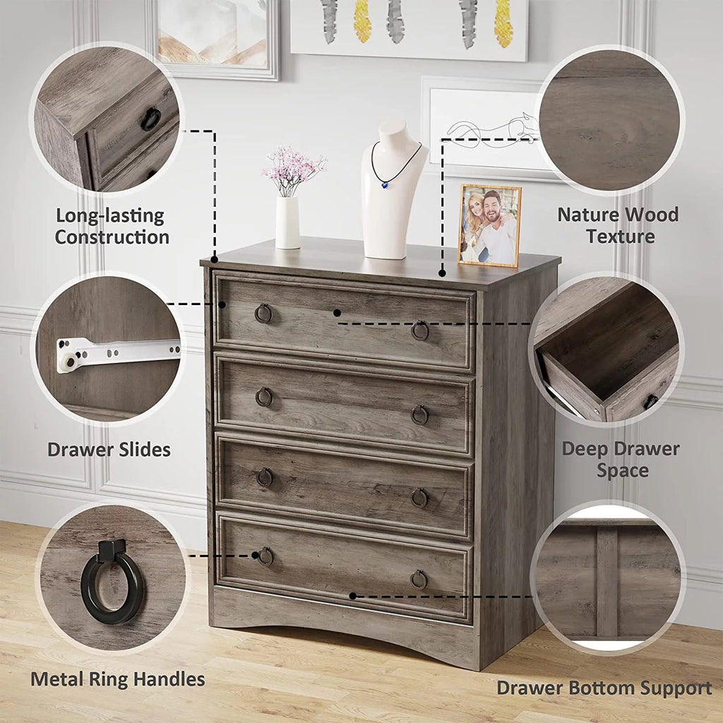 Gray 4 Drawer Dresser V682102