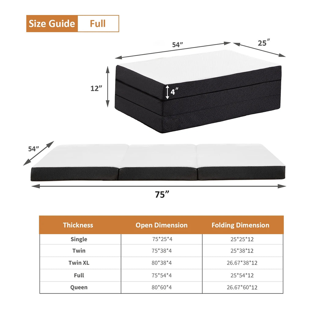 Memory Foam Tri-fold Mattress Full Size V700826