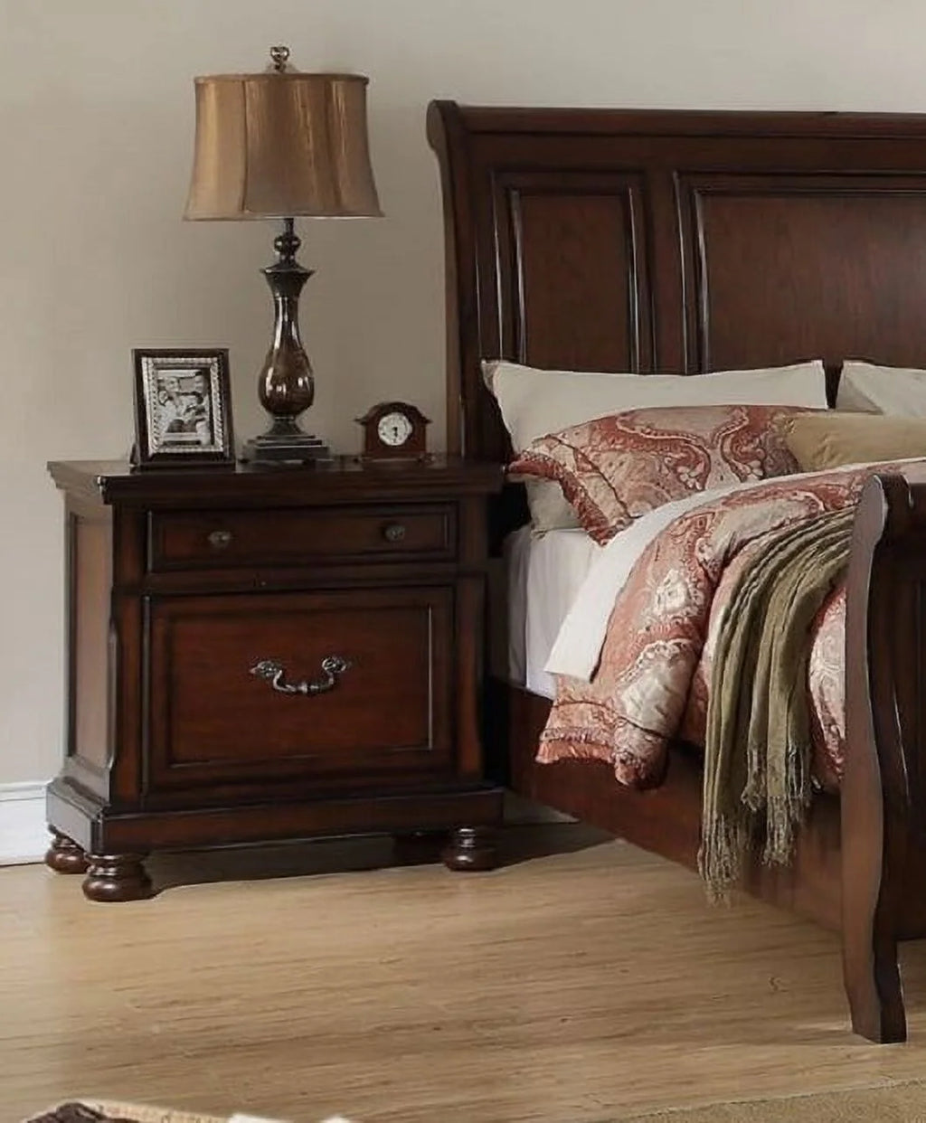 Cherry Finish 1pc Nightstand Bedside Table R4579