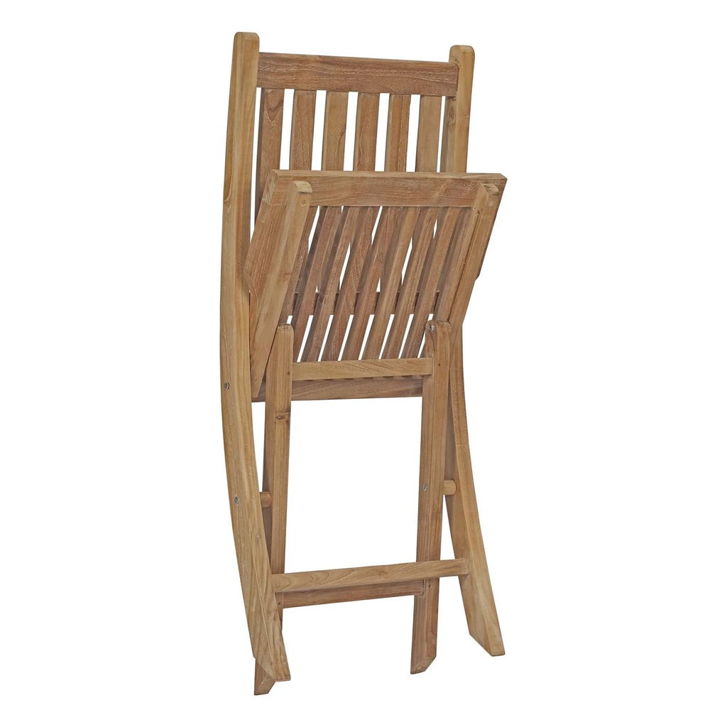 Outdoor Patio Side Dining Chair and Table Set, Wood, Natural H482