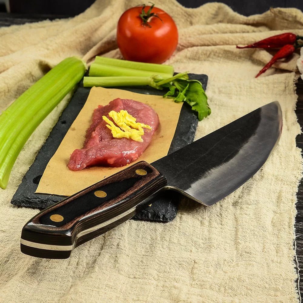 Hand Forged Butcher Knife with Leather Sheath M127