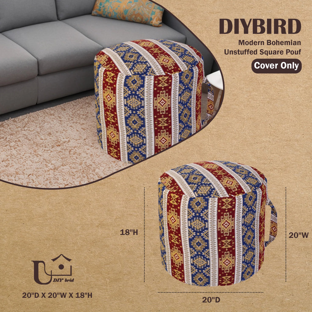 Cotton Polyester Blend Cylindrical Pouf Q152