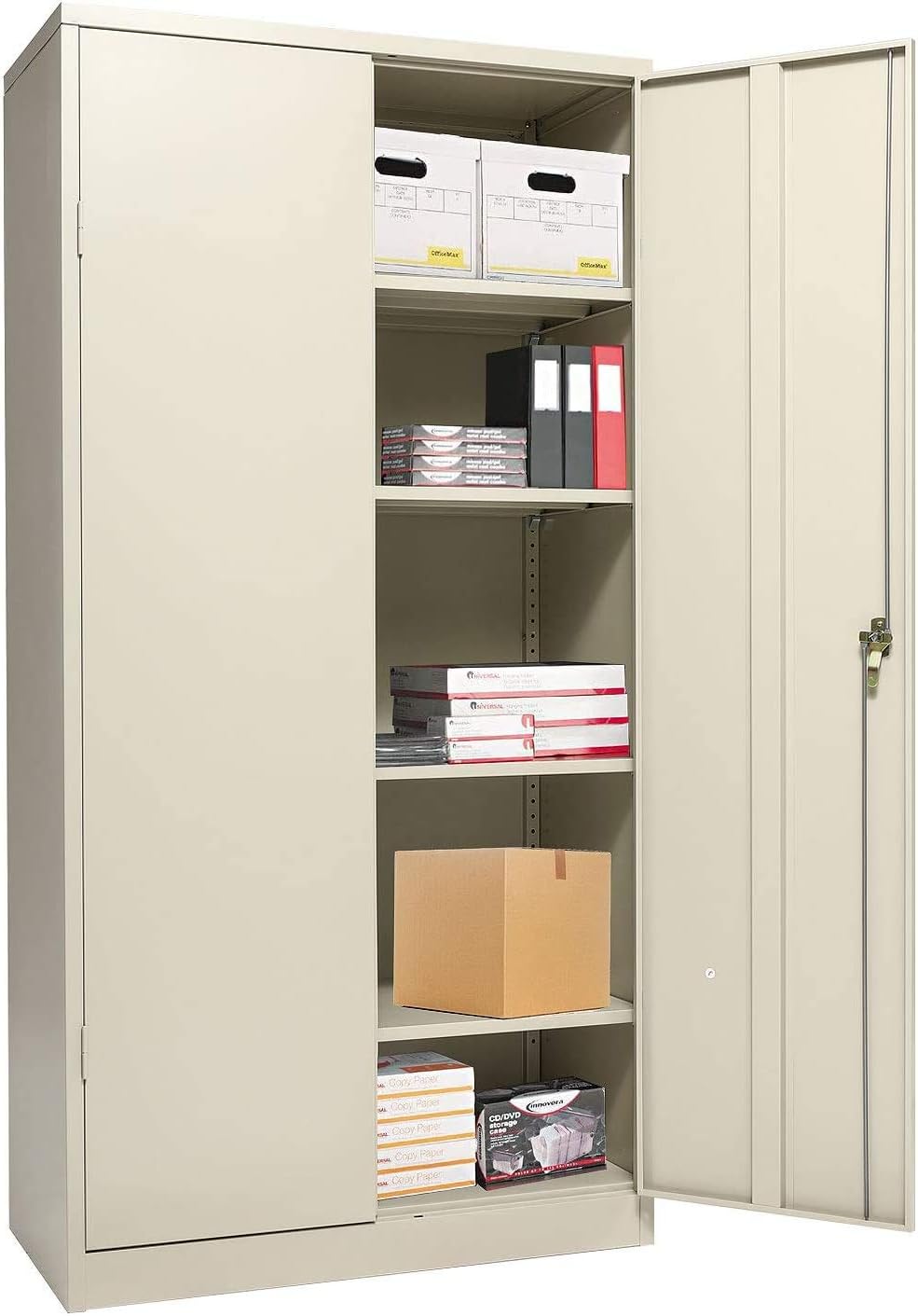 Grey Metal Storage Cabinet with 2 Locking Doors and 2 Adjustable Shelves S156