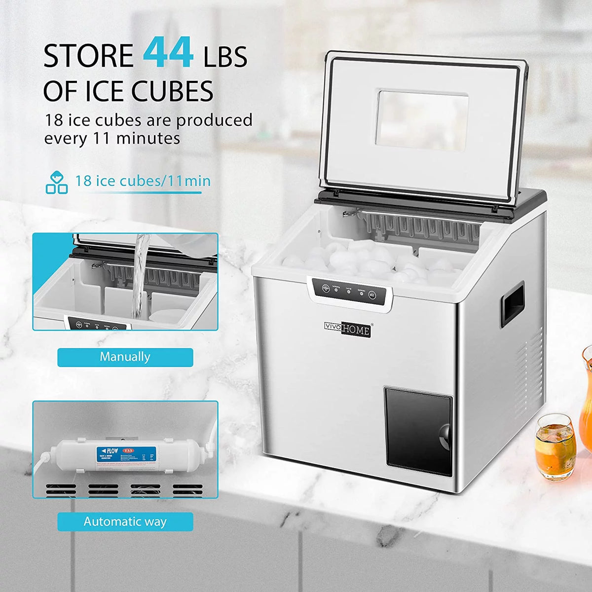2 in 1 Countertop Ice Maker & Ice Shaver Machine V396016