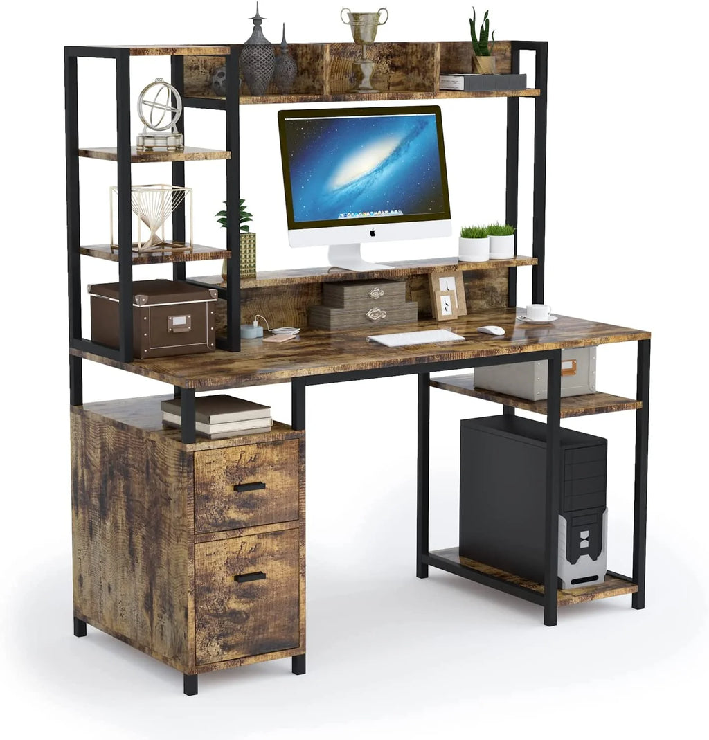 55" Computer Desk with Hutch and Storage Shelf Z786145