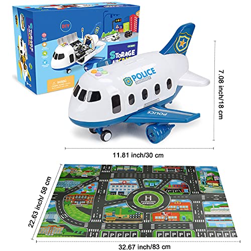 Airplane Toy with Fire Truck Cars and Play Mat Y107