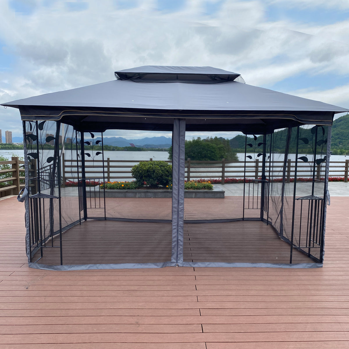 Gray 13x10FT Outdoor Patio Gazebo Canopy Tent B14283