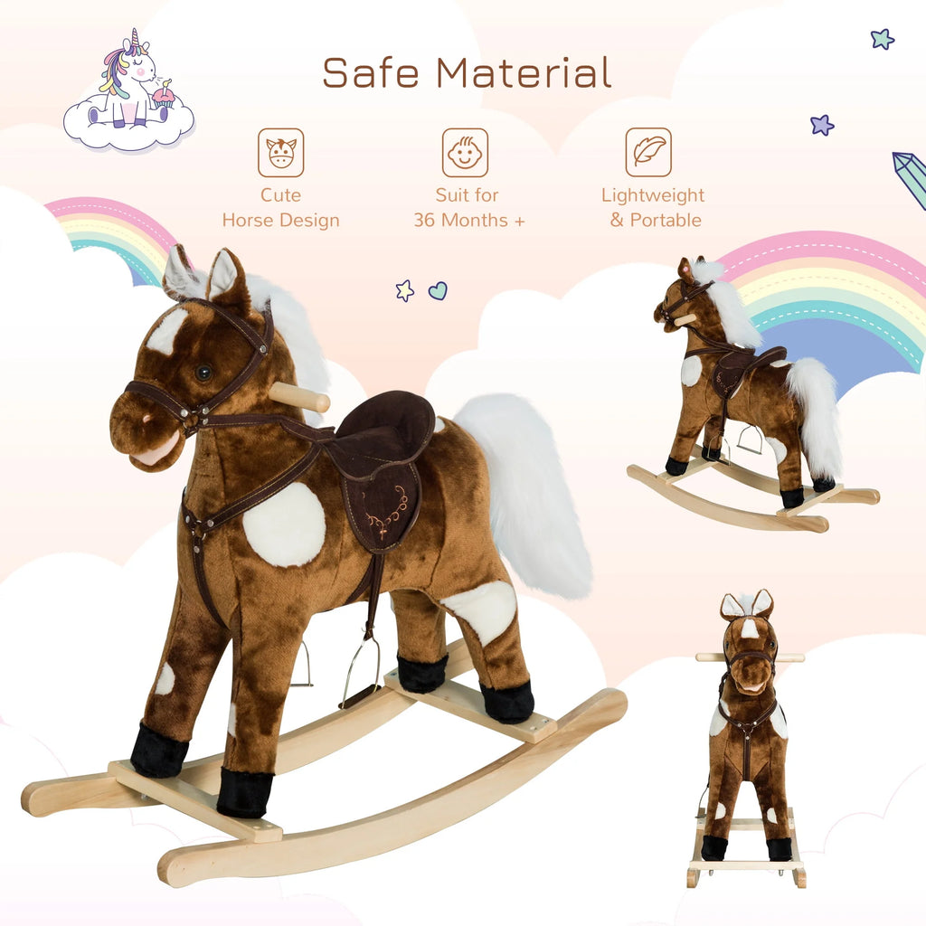 Plush Kids Ride On Rocking Horse Toy E348994