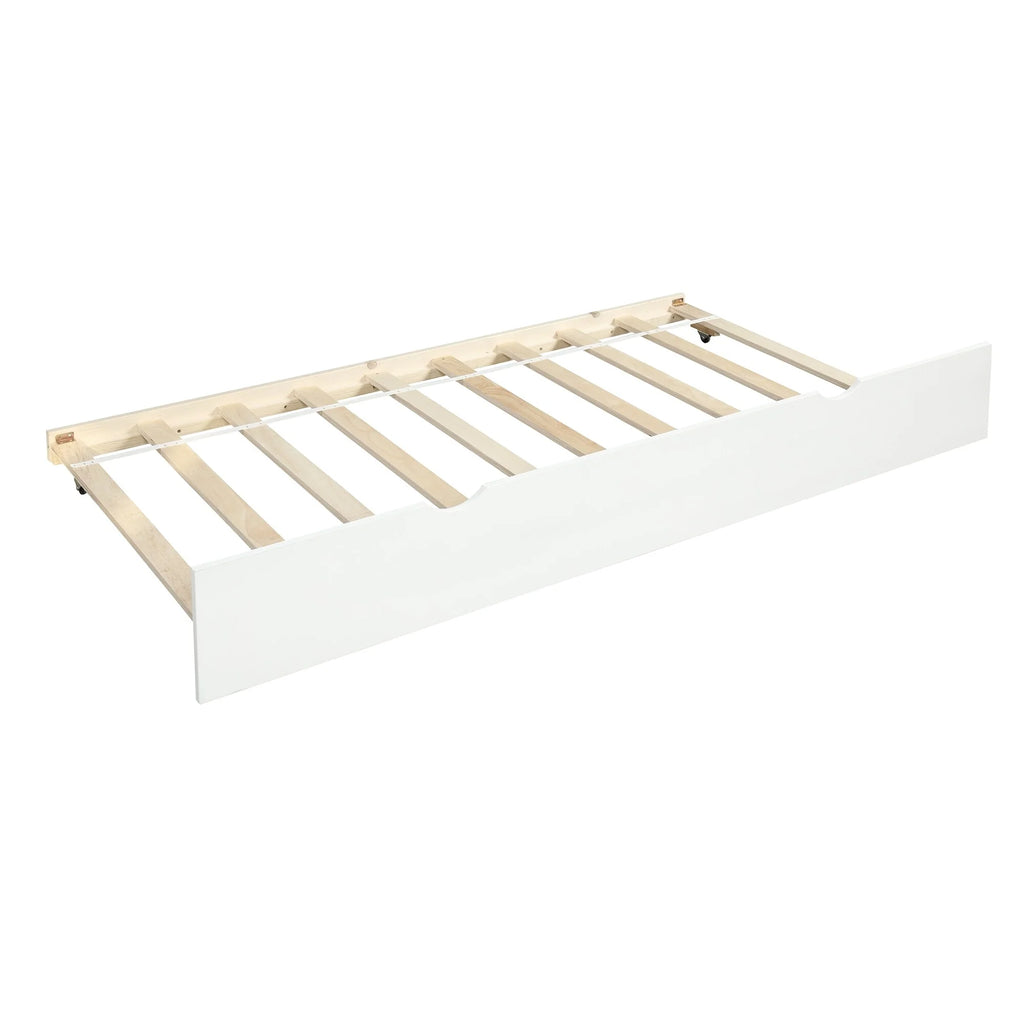 White Twin Wood Daybed with Trundle and Guardrails W671950