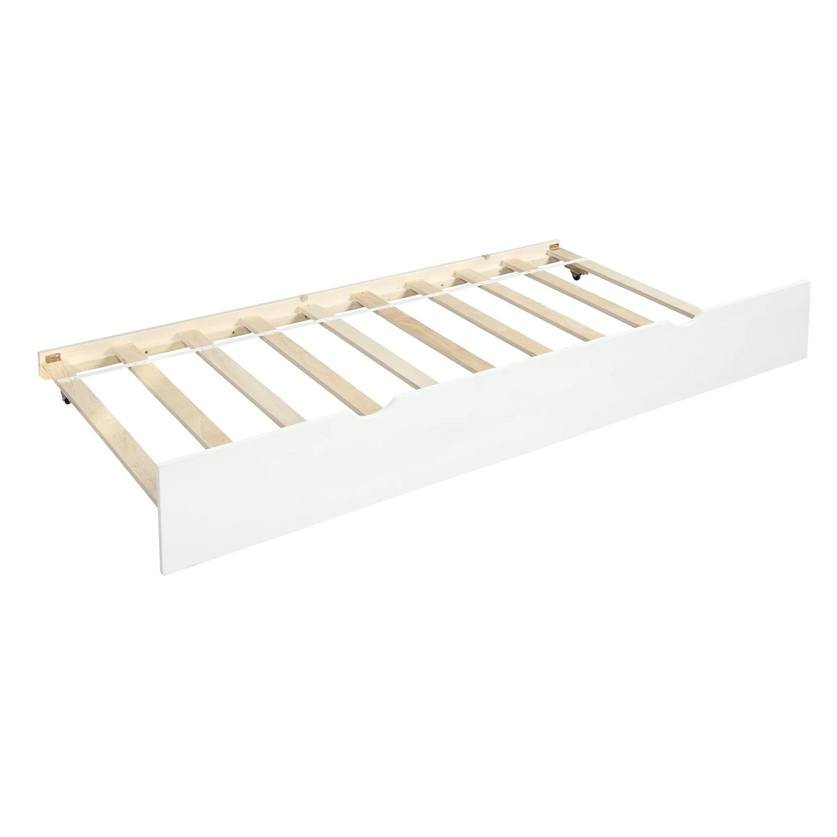 White Twin Wood Daybed with Trundle and Guardrails W671950