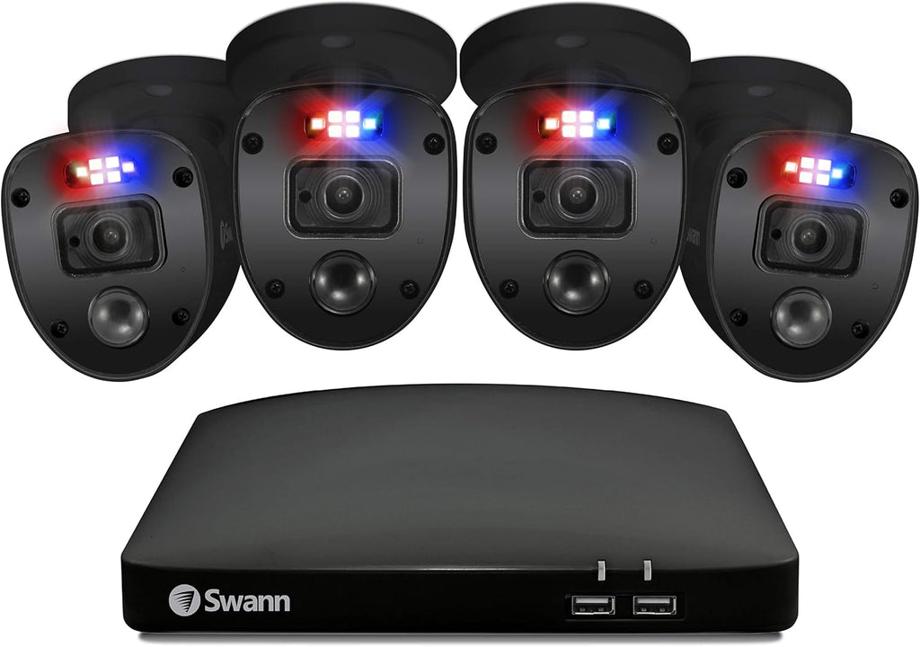 Black 4 Channel 4 Cameras DVR CCTV Security Camera System P765182