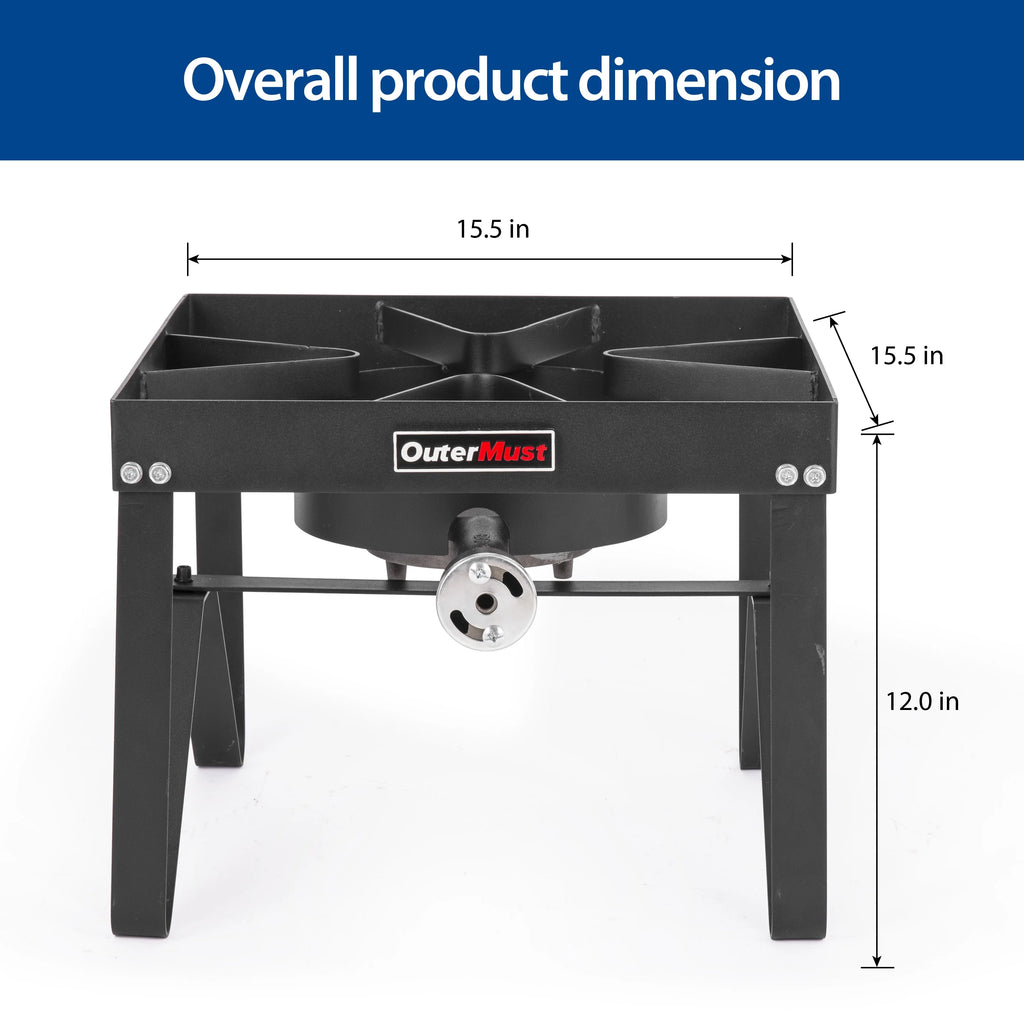 Outdoor Propane Burner Stove with 10 PSI Regulator and Cast Iron Braided Holes K661