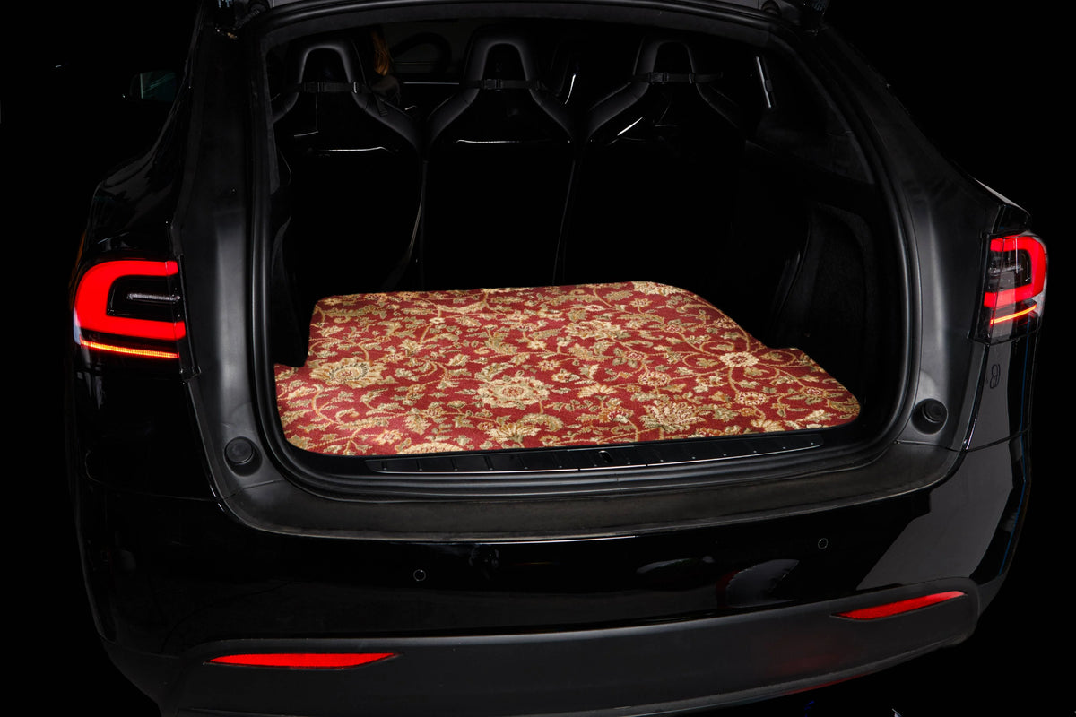 Red Oriental Car Mats with Rear Seat Down U2491