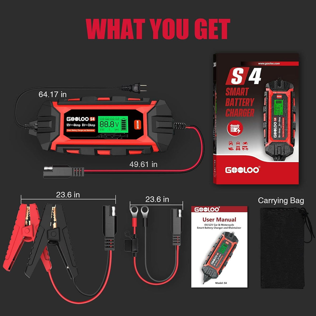 4-Amp 12V/4A Car Battery Charger Maintainer, Pack of 2 E990