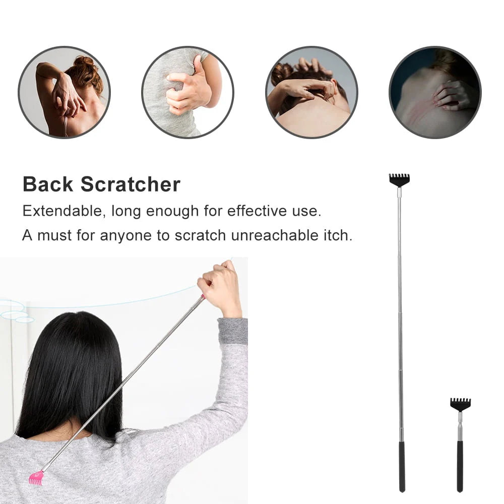 Telescopic Back Scratcher Massager Metal Extendable 5 Section Blue U3122