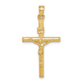 14K Yellow Gold Hollow Crucifix Pendant Charm S7317